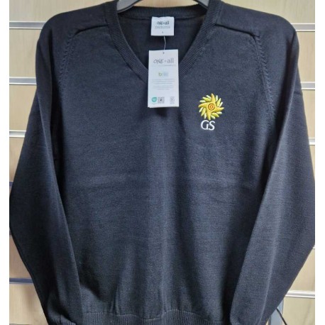 Glossopdale black v neck jumper